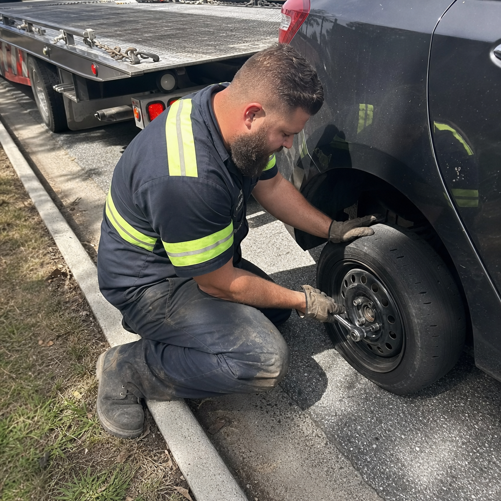 Flat Tire Change in Greensboro